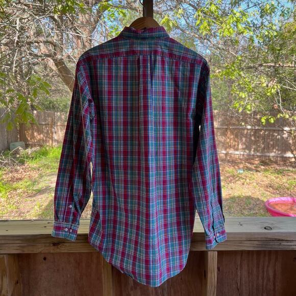 Ralph Lauren Men's Classic Fit Red And Green Plaid Button Down Shirt Size 16/L - Picture 2 of 10
